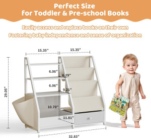 Kids Bookshelf and Toy Storage - Kids Book Shelf f...