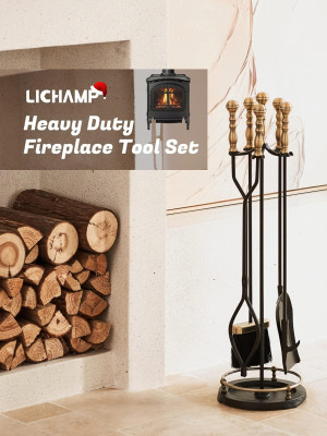Lichamp Fireplace Tools Set, 5-Pieces Indoor Outdo...
