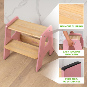 Wooden Step Stools for Kids - Sturdy, Non-Slip, No...
