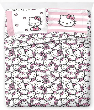 Jay Franco Hello Kitty Stripes & Hearts Queen Size...