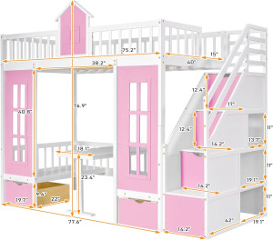 Harper & Bright Designs Twin Size Loft Bed with St...