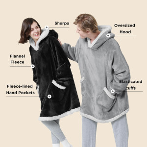 Bedsure Blanket Hoodie, Wearable Blanket for Adult...