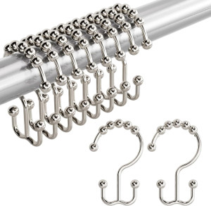 Amazer Shower Curtain Hooks, Rust-Resistant Metal...