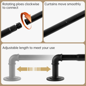 Industrial Curtain Rods for Windows 28 to 48 Inche...