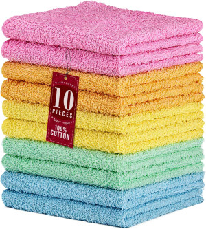 DecorRack 10 Pack 100% Cotton Wash Cloth, Luxuriou...