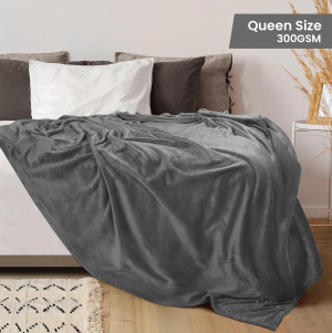 Utopia Bedding Fleece Blanket Queen Size Grey 300G...