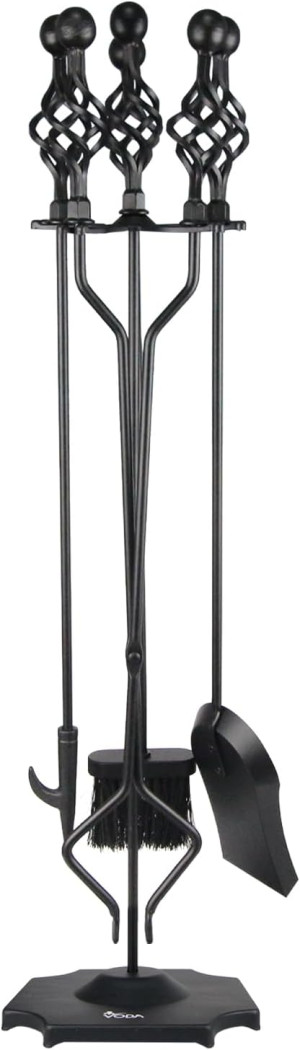 VODA Fireplace Tools Set, 5-Piece Cast Iron 33" Fi...