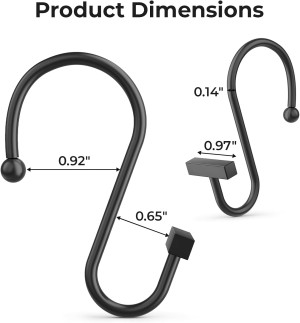 Shower Curtain Hooks, Black Shower Curtain Rings R...