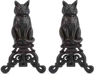UniFlame, A-1251, Black Cast Iron Cat Fireplace An...