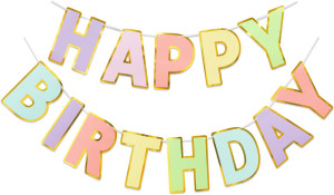 Pastel Happy Birthday Banner - Pre-Strung, 9 ft, N...