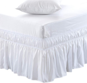 MEILA Wrap Around Bed Skirt Three Fabric Sides Ela...