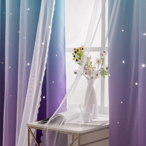 Reepow Kids Room Curtains with Hollow-Out Star and...
