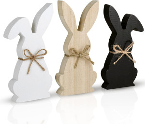 Easter Decorations for The Home, 3 pcs Easter Bunn...