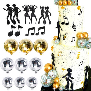 JeVenis 19 PCS Disco Party Supplies Disco Ball Cak...