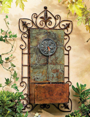 Ibizi Rustic Medallion Outdoor Wall Fountain and W...