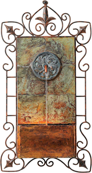 Ibizi Rustic Medallion Outdoor Wall Fountain and W...