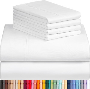LuxClub 6 PC Queen Sheet Set, Rayon Made from Bamb...