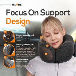 MLVOC Travel Pillow 100% Pure Memory Foam Neck Pil...