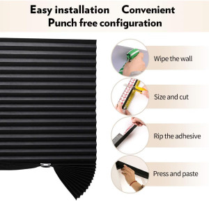 LUCKUP 2 Pack Cordless Light Filtering Pleated Fab...