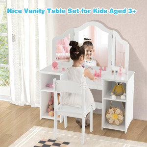 HONEY JOY White Kids Vanity Table, Princess Dressi...