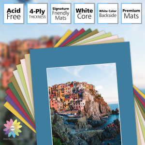Mat Board Center, Pack of 10 11x14 Mixed Colors Wh...