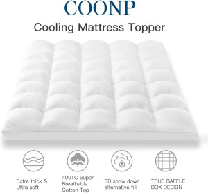 King Mattress Topper, Extra Thick Pillowtop, Cooli...