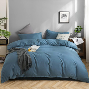 Lake Blue Comforter Set Full Solid Blue Bedding Qu...