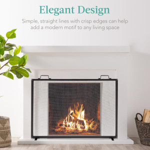 Best Choice Products 38x27in Single Panel Fireplac...