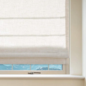 Artdix Cordless Linen Roman Shades, Natural Custom...