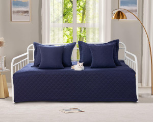 5-Piece Daybed Cover Set Navy Blue Twin Cozy Daybe...