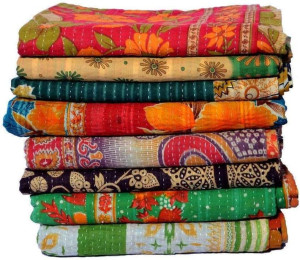 Varprada- 1 Piece Handmade Indian Vintage Kantha Q...