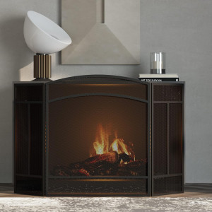 Fire Beauty Fireplace Screen 3 Panel Wrought Iron...