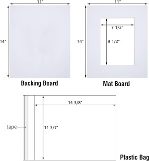 Acid Free 25 Pack 11x14 Pre-Cut Mat Board Show Kit...