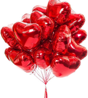 25pcs Heart Shape Foil Mylar Balloons Red 18" for...