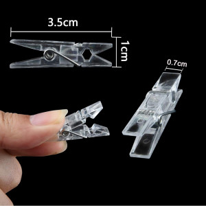 128 Pieces Photo Clips Mini Transparent Plastic Cl...