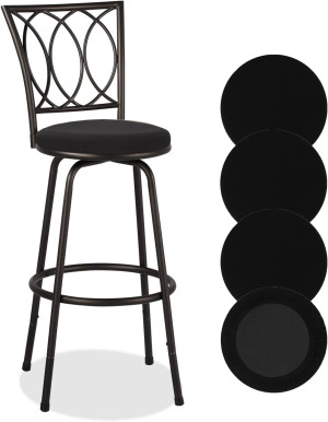 Deisy Dee 4PCS Round Bar Stool Seat Covers Stretch Round Chair Covers for 13-16 Inch Stool Chair (Black)
