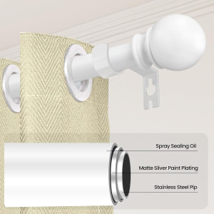 White Curtain Rods for Windows 28 to 48 Inch, 5/8"...