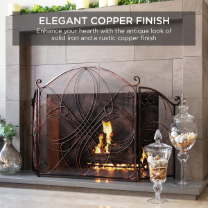 Best Choice Products 3-Panel 55x33in Solid Wrought...
