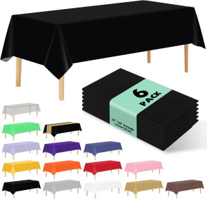 6 Pack Premium Disposable Plastic Tablecloth 54" x...