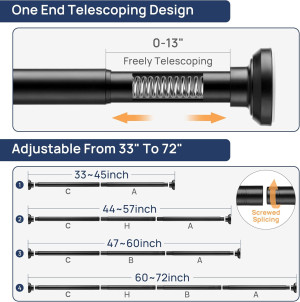 ENJOYBASICS Matte Black Shower Curtain Rod 33 to 7...