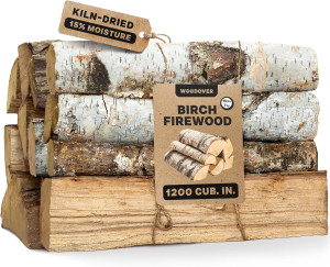 15" Birch Firewood Logs, Kiln-Dried Fire Wood for...