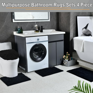 Bathroom Rugs Sets 4 Pieces Bath Mat Set, Plush Ba...