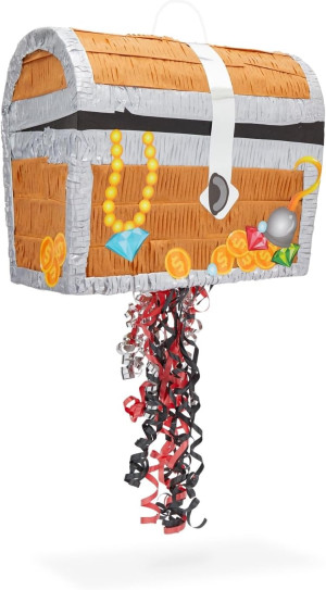 BLUE PANDA Treasure Chest Pinata - Pull String Pir...