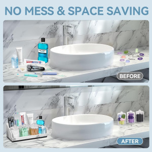 Marble Bathroom Countertop Organizer, Toothbrush H...