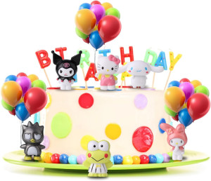 6 Pack Cute Cartoon Birthday Cake Topper, Kids Bir...