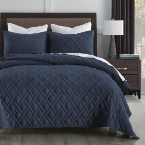 HORIMOTE HOME Quilt Set Queen Size Navy Blue, Clas...