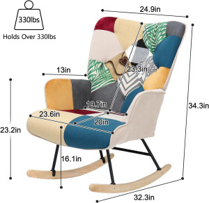 Rocking Chair, Boho Design Nursery Glider Rocker w...