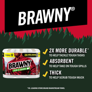 Brawny Tear-A-Square Paper Towels, 12 Family Rolls...