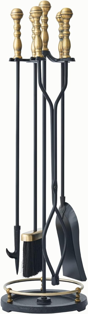 Lichamp Fireplace Tools Set, 5-Pieces Indoor Outdo...