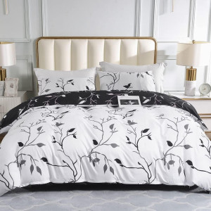 Lekesky Reversible Duvet Cover King Size, White Bl...